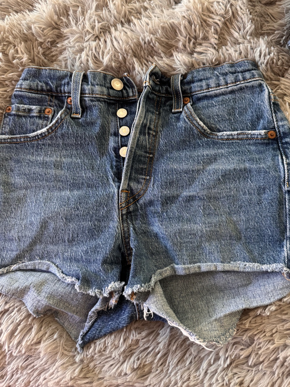 Levi's Light Blue Button-Fly Denim Shorts